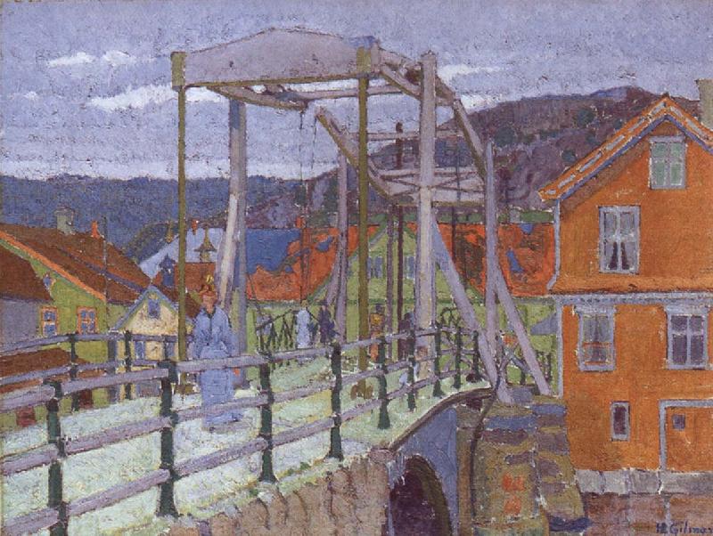 Harold  Gilman Canal Bridge France oil painting art